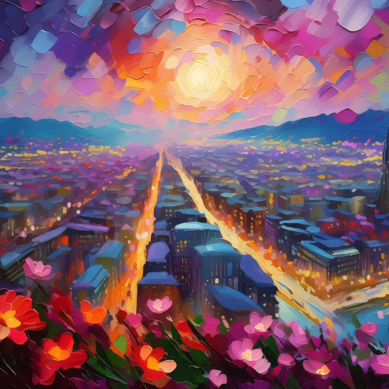 Painting: Cityscape from Above