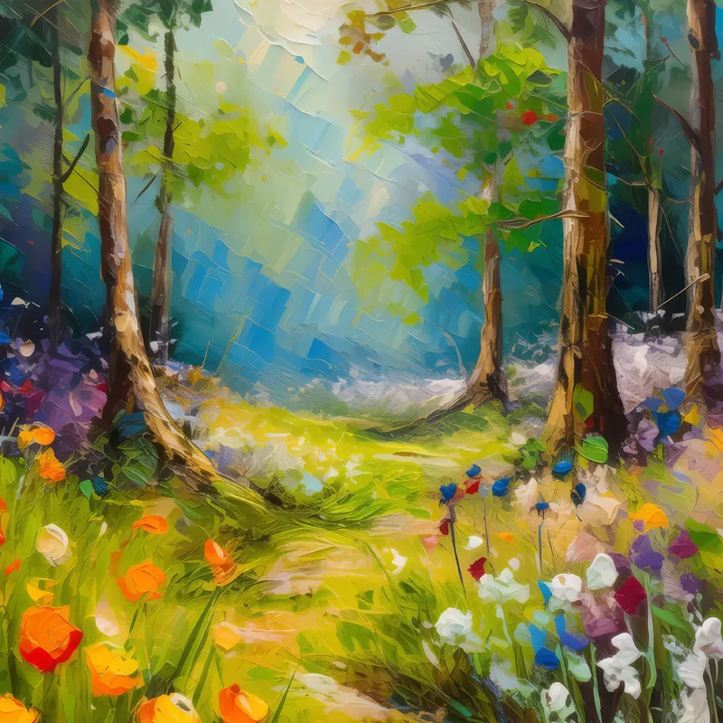 Painting: Clearing with Spring Flowers