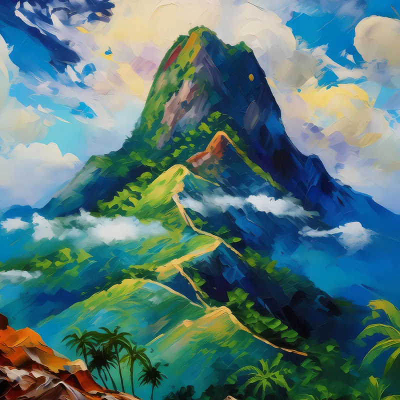 Painting: Clouds Gathering Mountain Top