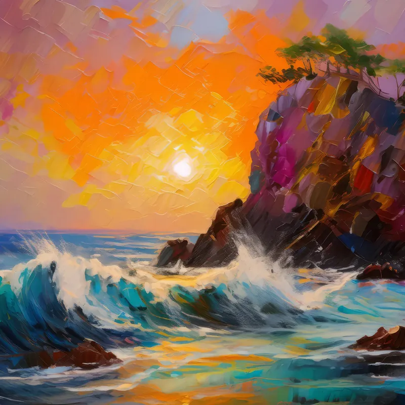 Painting: Coastal Crag Seascape