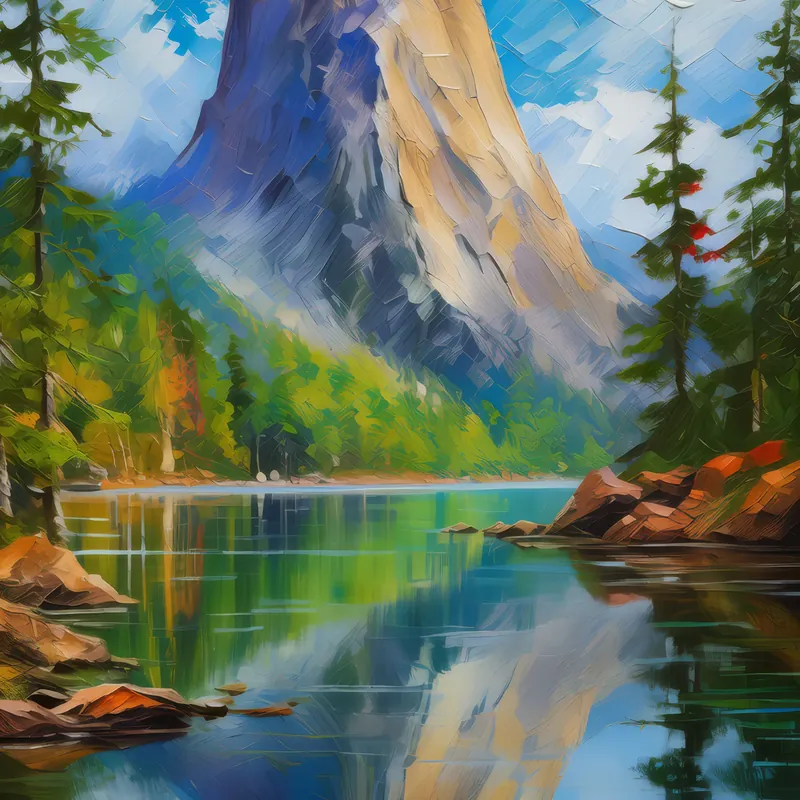 Painting: Crag Reflected in Lake