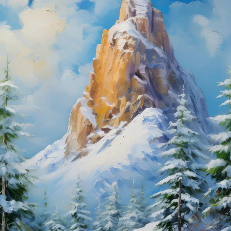 Painting: Crag in Winter Wonderland