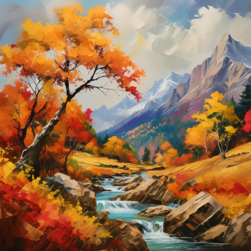Painting: Craggy Kaleidoscope of Autumn’s Embrace