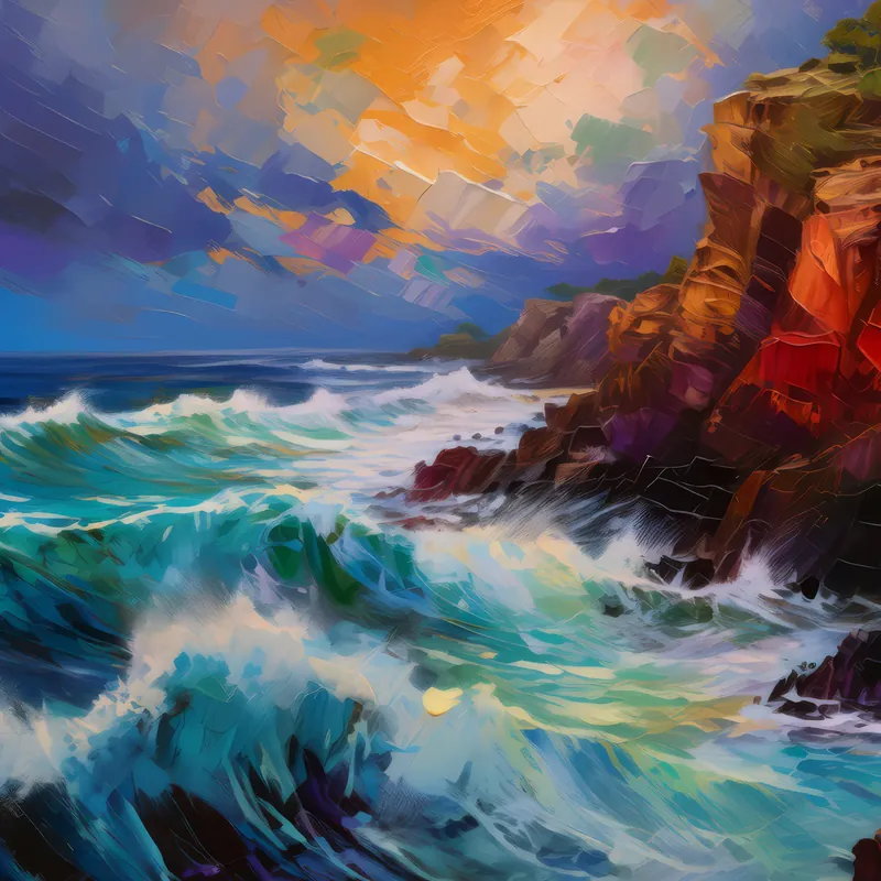 Painting: Crashing Ocean Waves