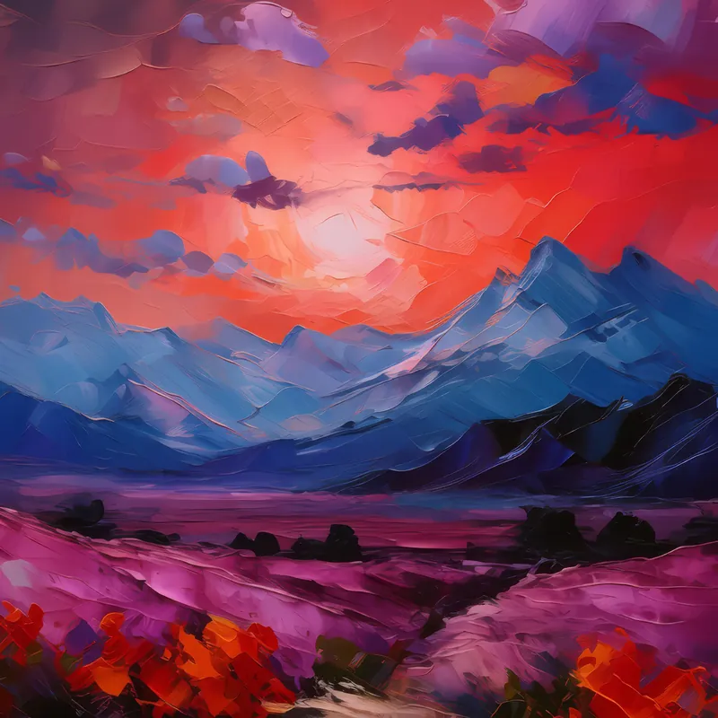 Painting: Crimson Sky Alpine Desert
