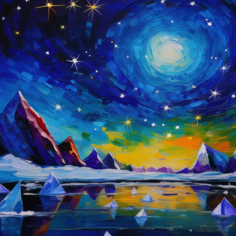 Painting: Crystalline Night in Arctic Desert