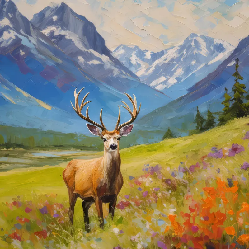 Painting: Deer in Tundra