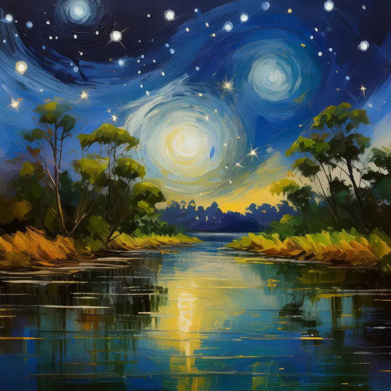 Painting: Delta Under Starlight