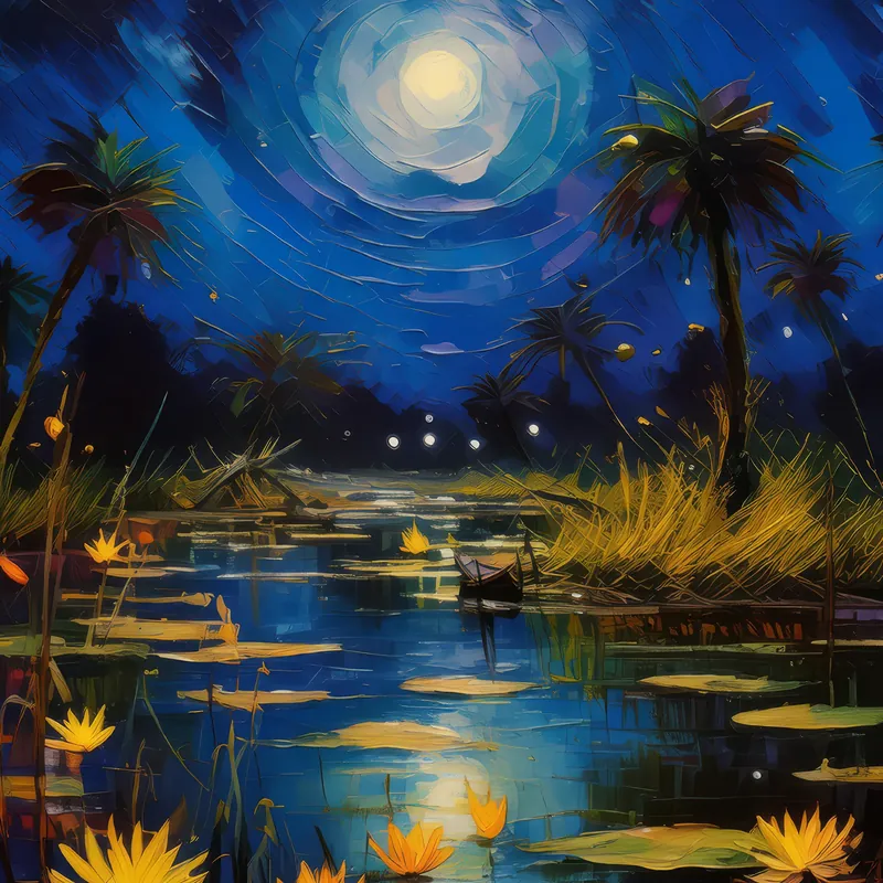 Painting: Delta’s Nighttime Symphony