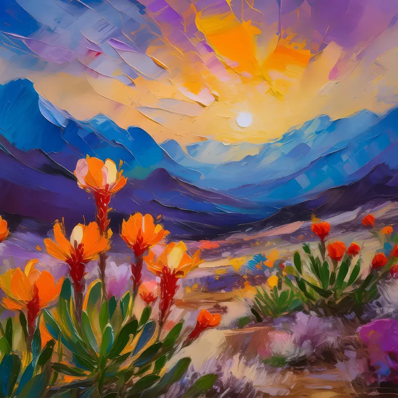 Painting: Desert Blooms at Dusk