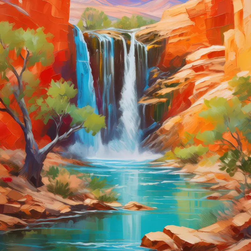 Painting: Desert Canyon Waterfall