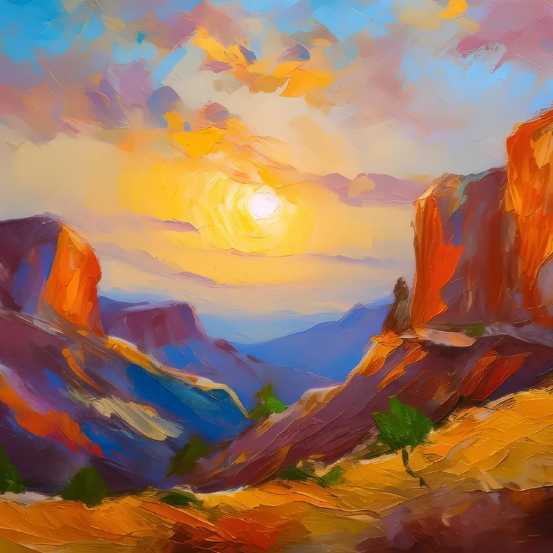 Painting: Desert Cliffs at Sunset