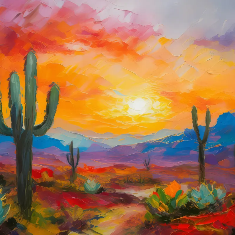 Painting: Desert Mirage at Sunset