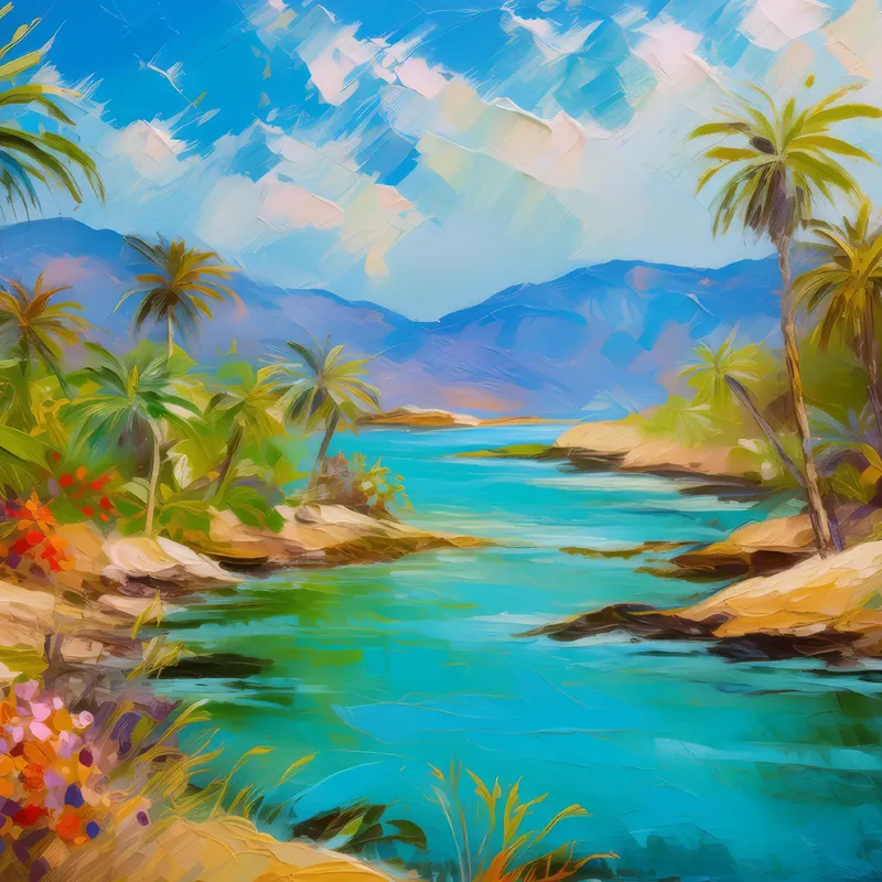 Painting: Desert Oasis by the Ocean