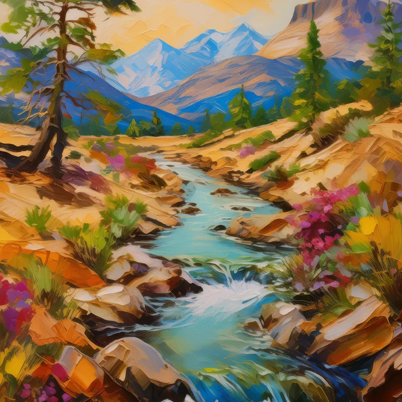 Painting: Desert Stream Alpine Wonder