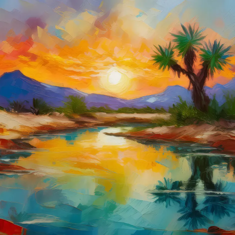 Painting: Desert Sunset Reflection