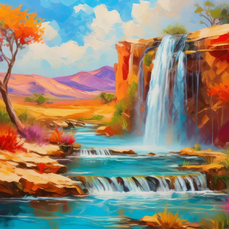 Painting: Desert Waterfall Mirage