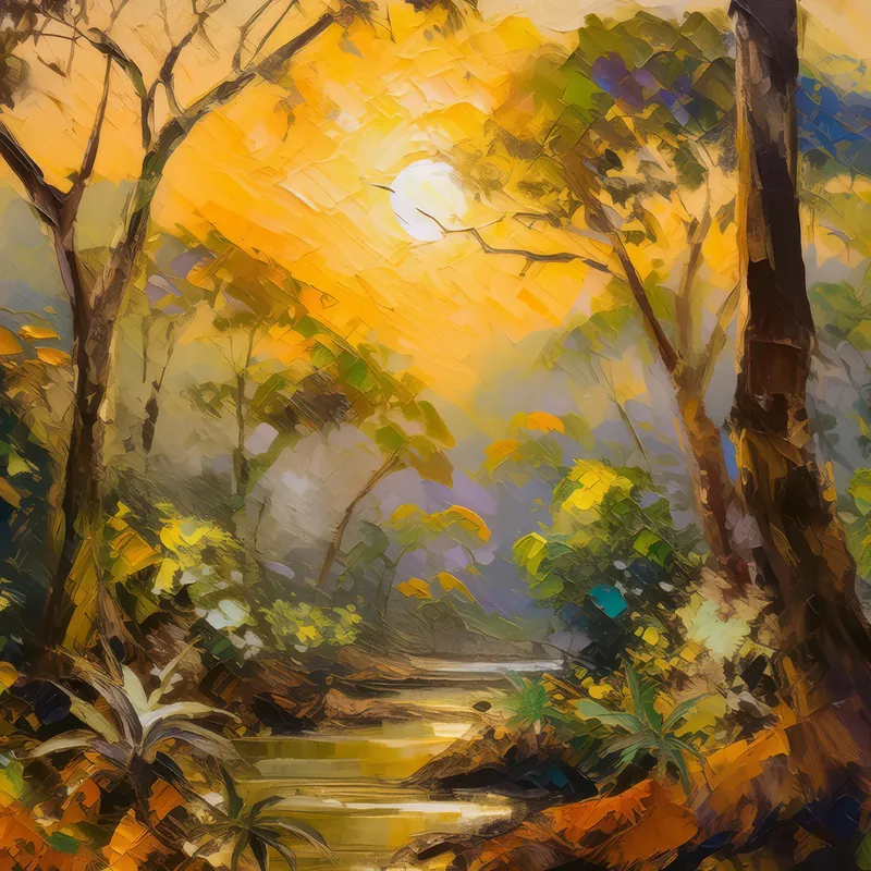Painting: Dry Forest Canopy Sunrise