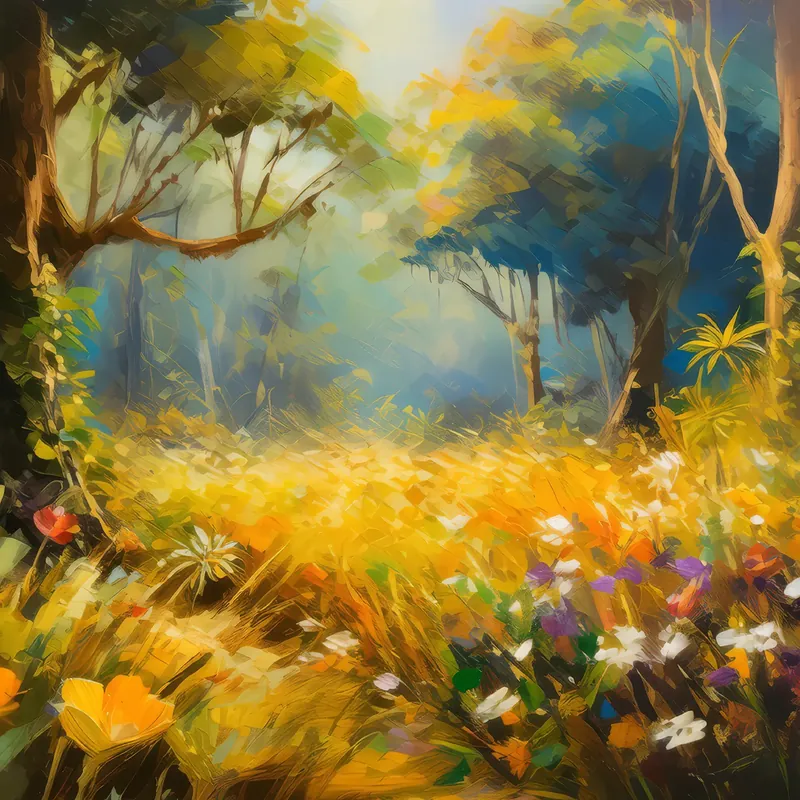 Painting: Dry Forest Meadow View