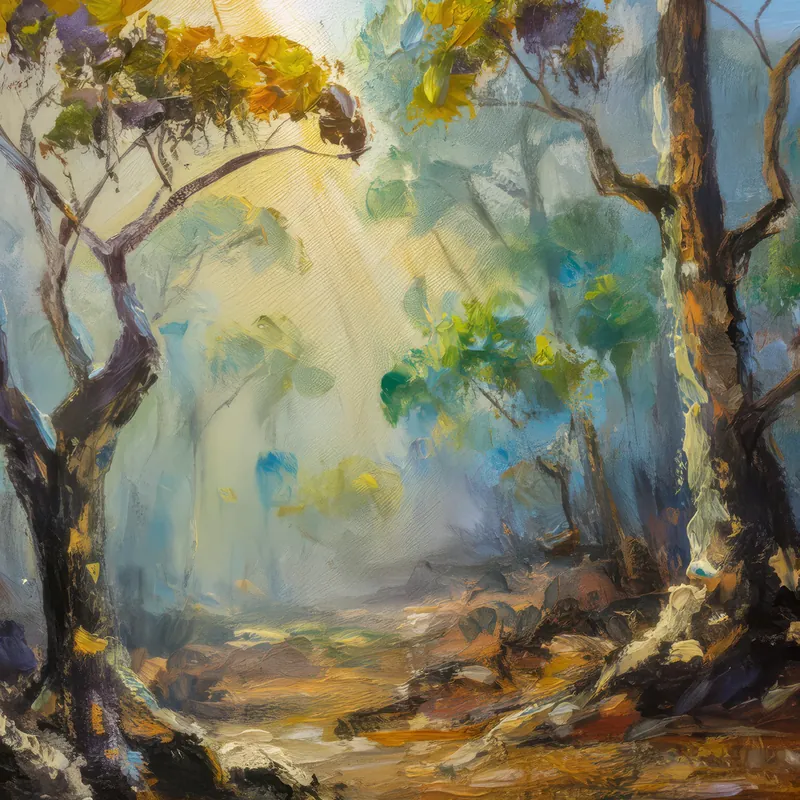 Painting: Dry Forest Morning Mist
