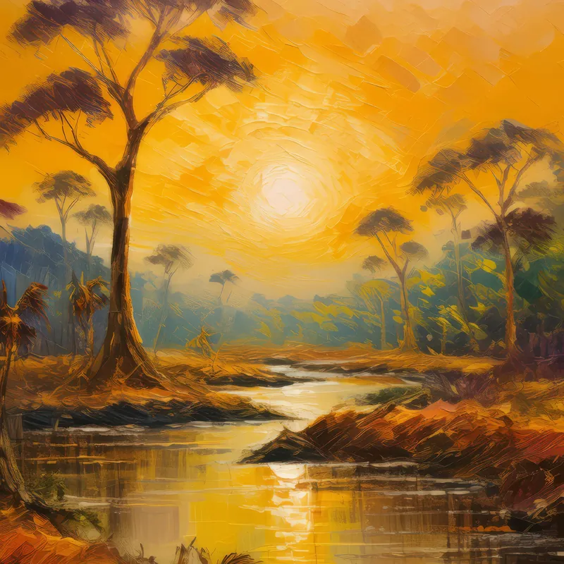 Painting: Dry Forest Sunrise