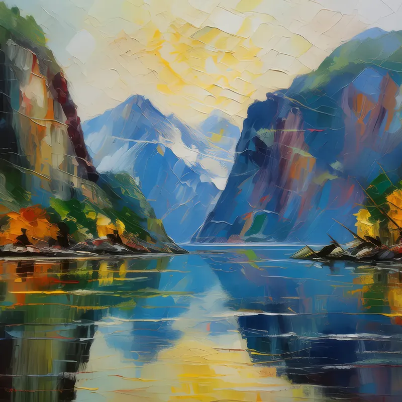 Painting: Echoes and Reflections in the Fjord
