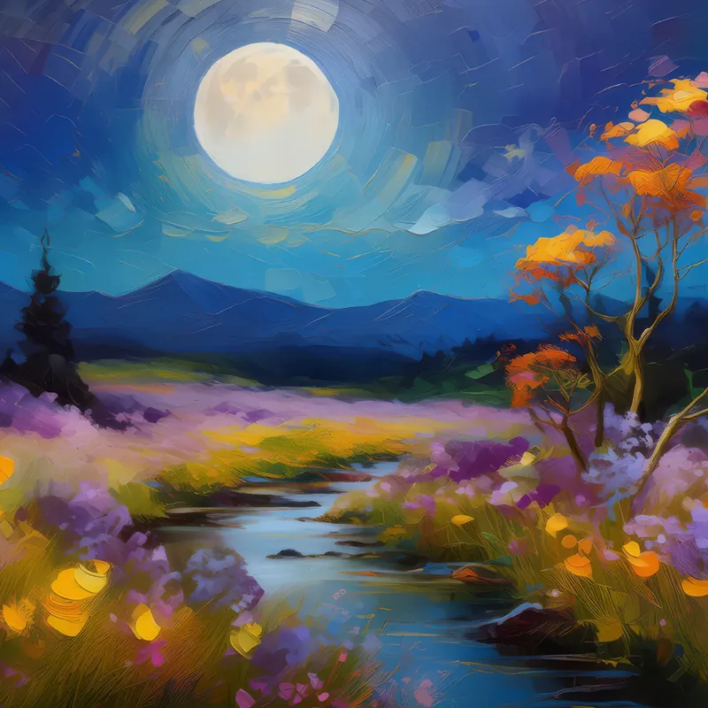 Painting: Enchanted Moor under Moon