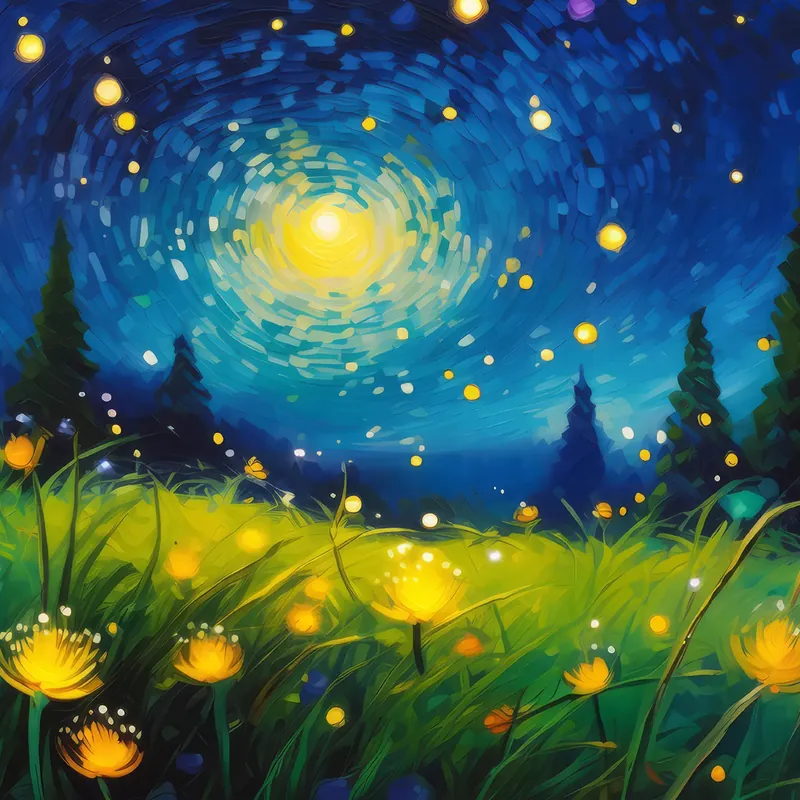 Painting: Firefly Nights on the Grassland