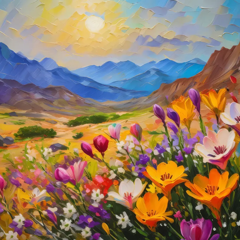 Painting: Floral Bloom in Alpine Desert