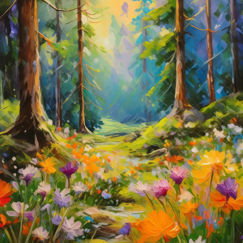 Painting: Floral Explosion in Jungle