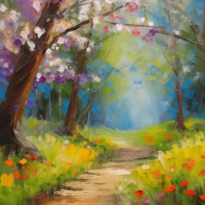 Painting: Floral Symphony in Woodlands