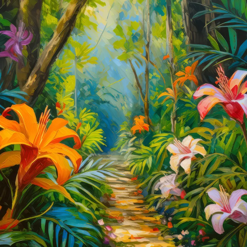 Painting: Flowers of the Jungle Path