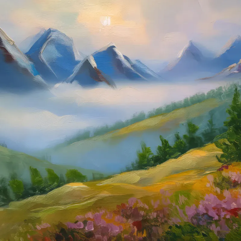 Painting: Foggy Alpine Morning