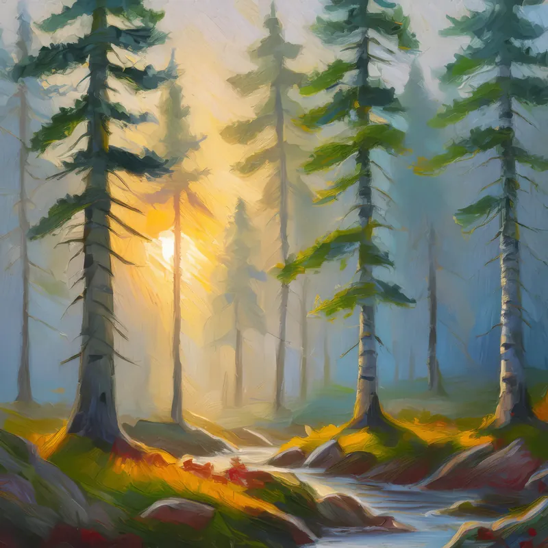 Painting: Foggy Boreal Sunrise