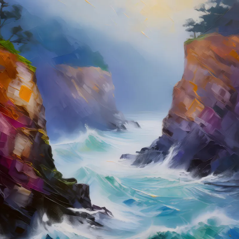Painting: Foggy Coastal Chasm