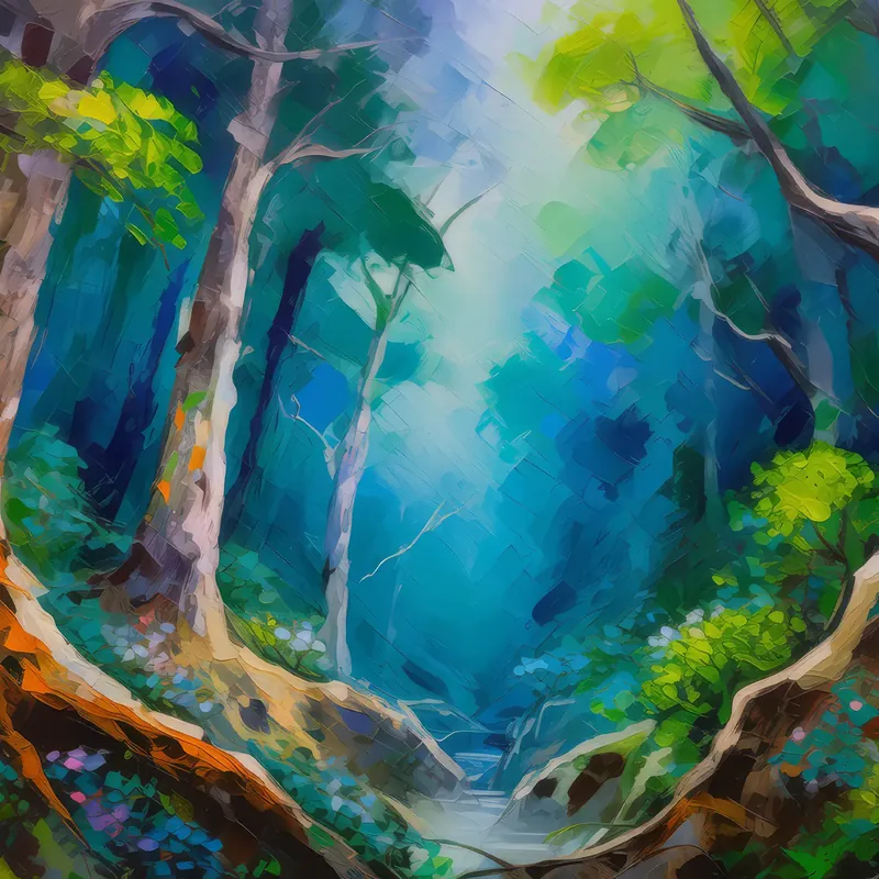 Painting: Foggy Forest Chasm