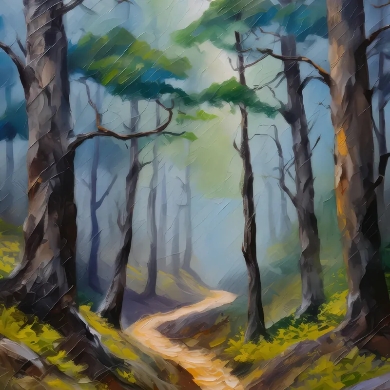 Painting: Foggy Forest Path