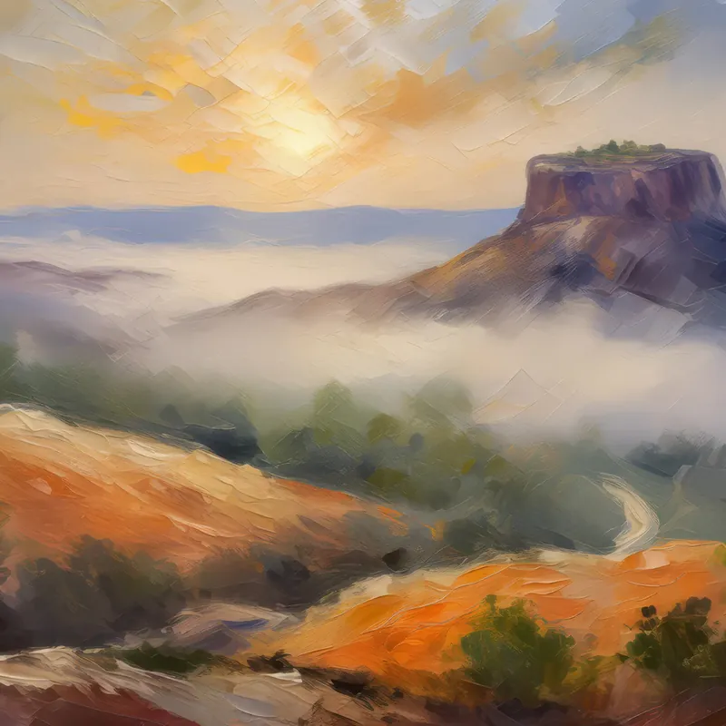 Painting: Foggy Mesa Sunrise