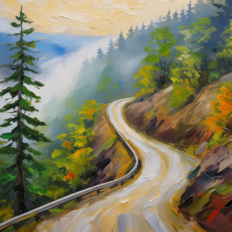 Painting: Foggy Mountain Road