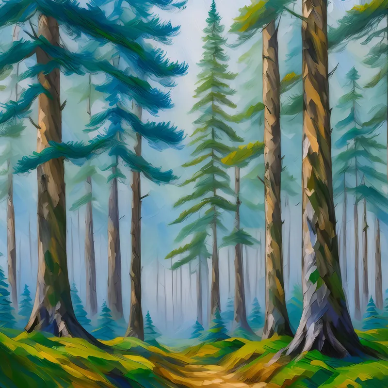 Painting: Foggy Pine Forest