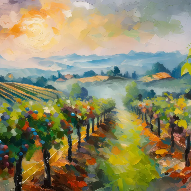 Painting: Foggy Vineyard Morning