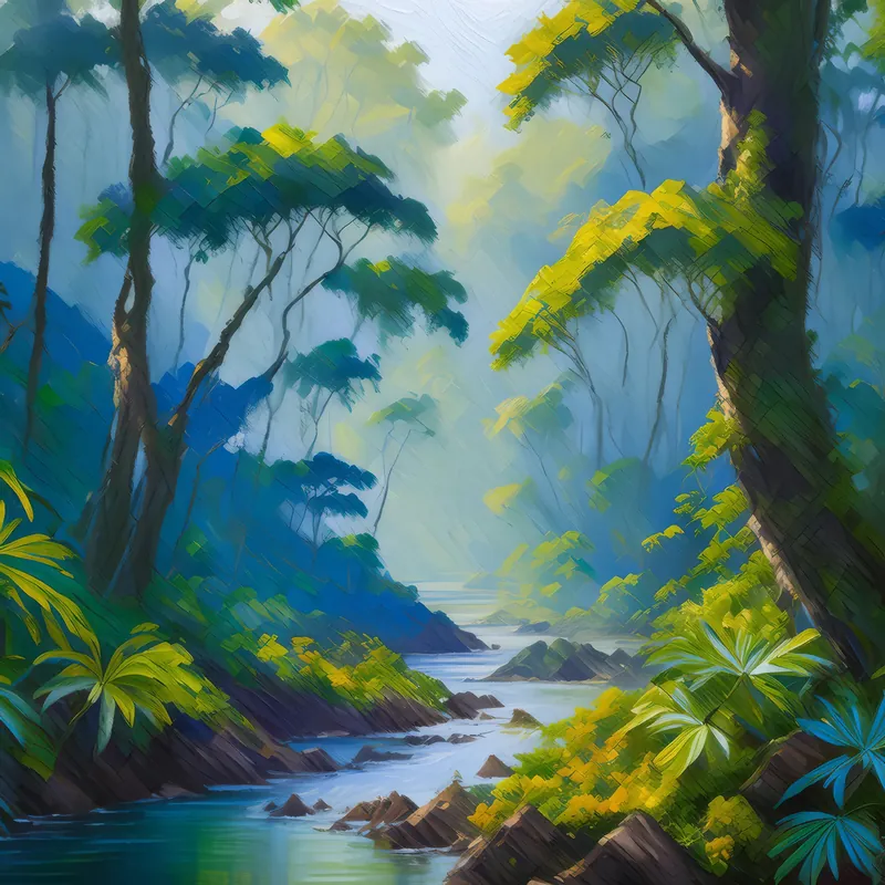 Painting: Fog’s Embrace of the Jungle