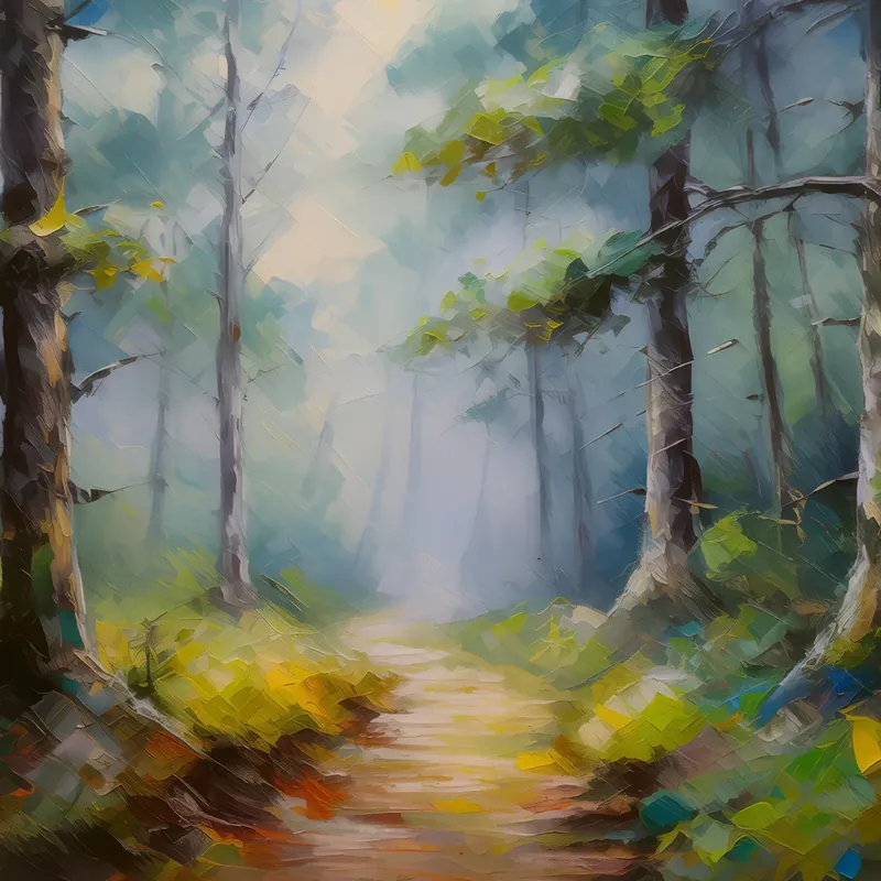 Painting: Forest Foggy Path