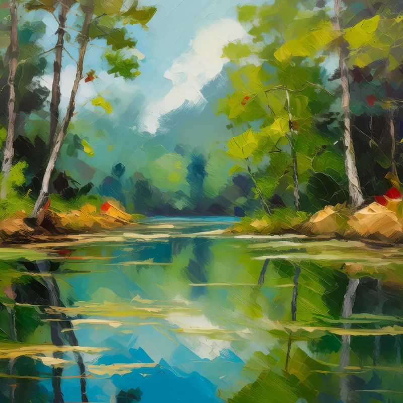 Painting: Forest Serene Pond