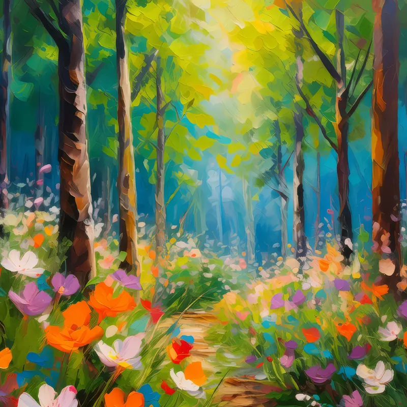 Painting: Forest Spring Bloom