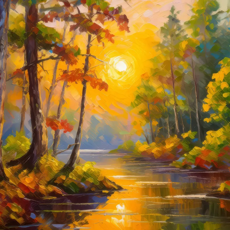 Painting: Forest Sunrise Glow