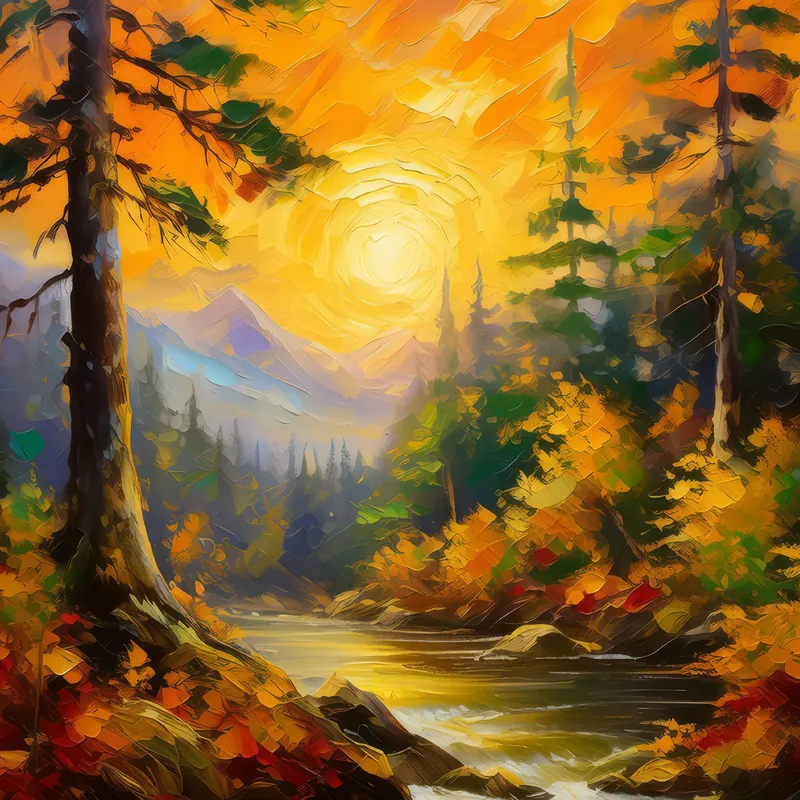 Painting: Forest Sunset Radiance