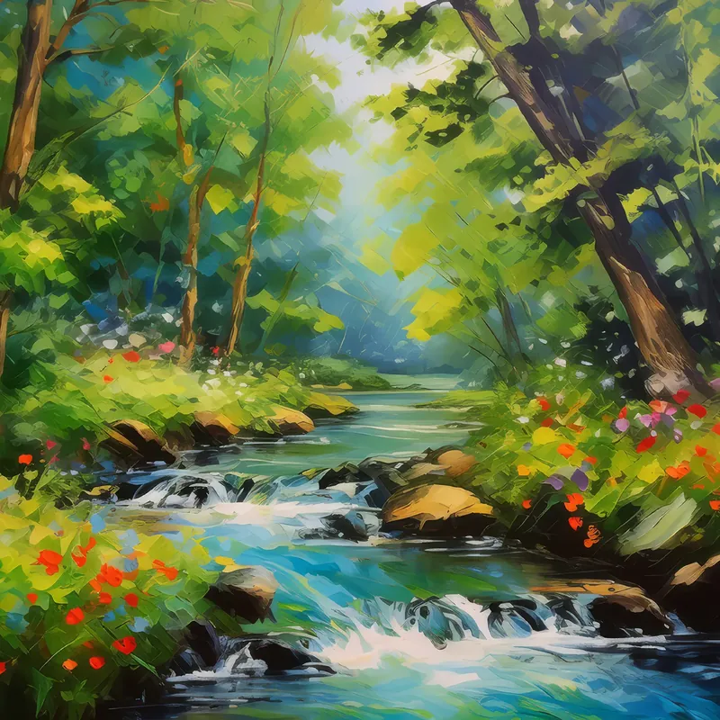 Painting: Forest Tranquil Stream