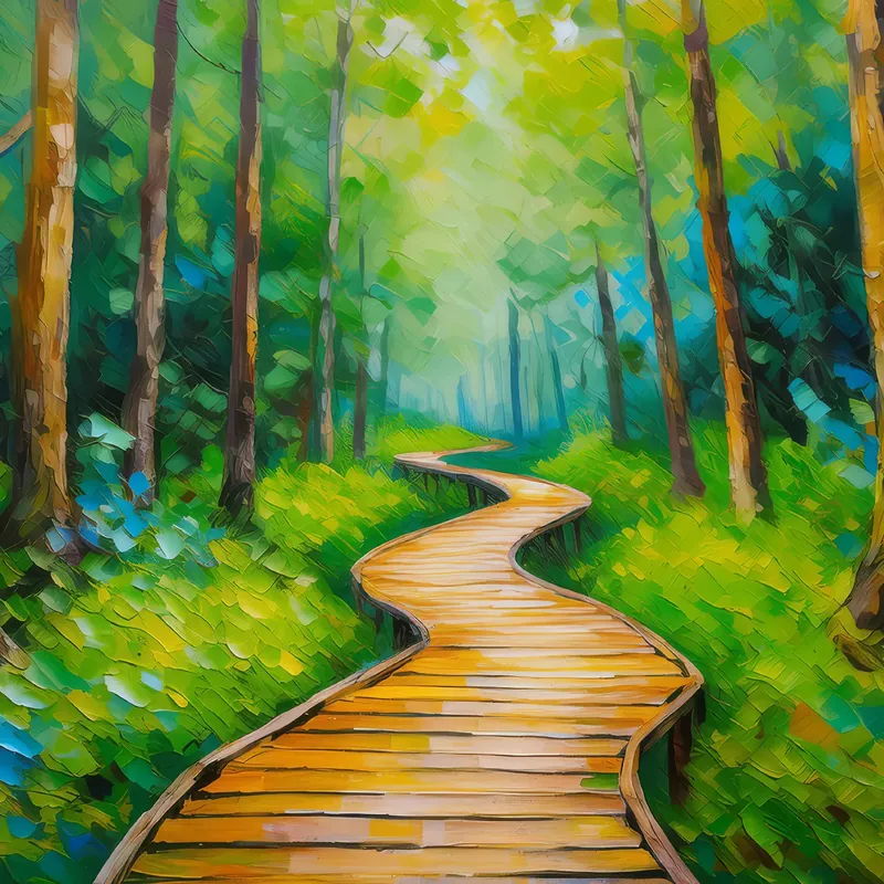 Painting: Forest Wooden Pathway
