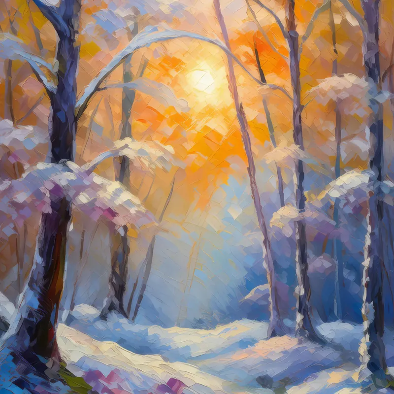 Painting: Frost Clad Trees at Dawn